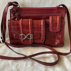 Brighton Vintage Leather  Crossbody Organizer Bag